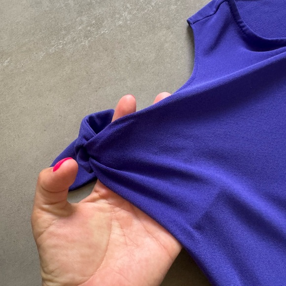 Bar III Purple Cold Shoulder Shift Dress with Tie Sleeves - Size M - Picture 5 of 8